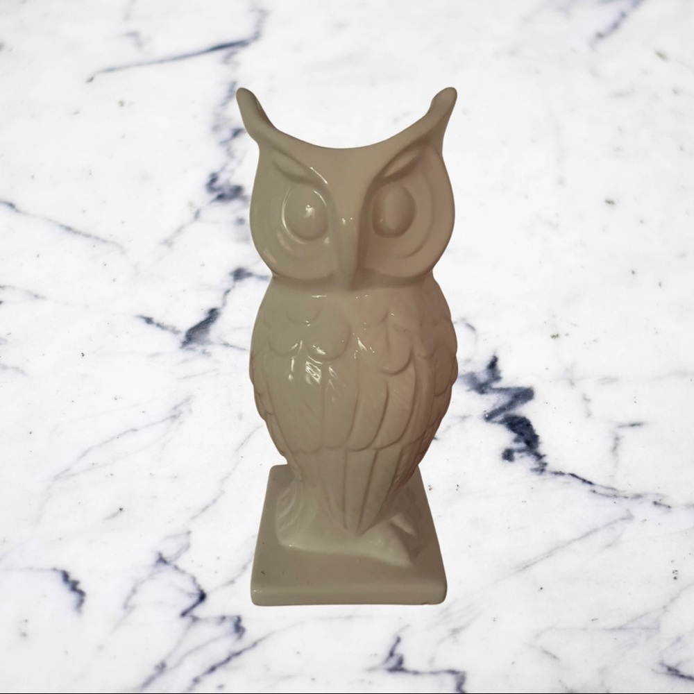Ceramic white owl vase